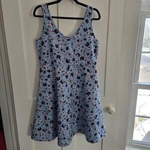 TORRID Women Plus Size 0 Blue Floral V-Neck Sleeveless A Line Dress, Excellent